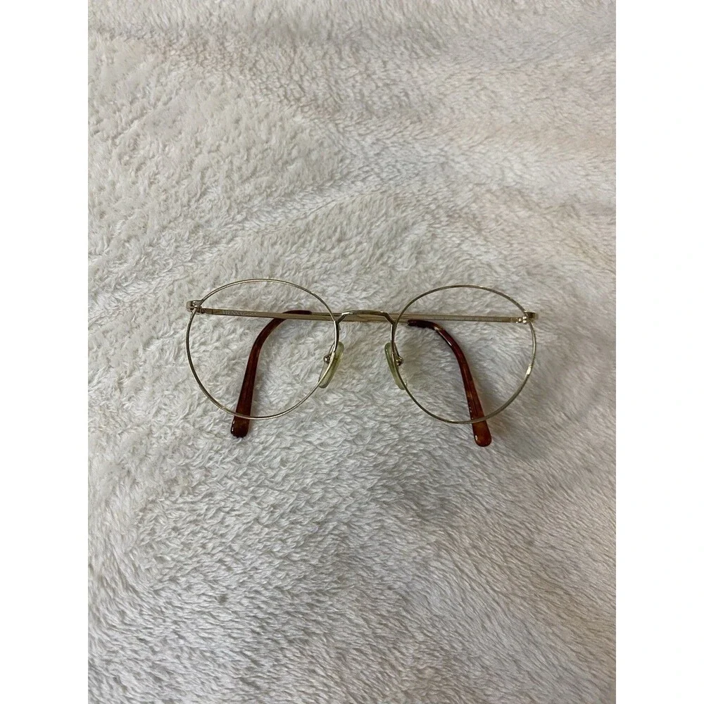 VTG 80s Vienna Line 1554 gold finish round eyeglasses frame Germany 40-52-20-140